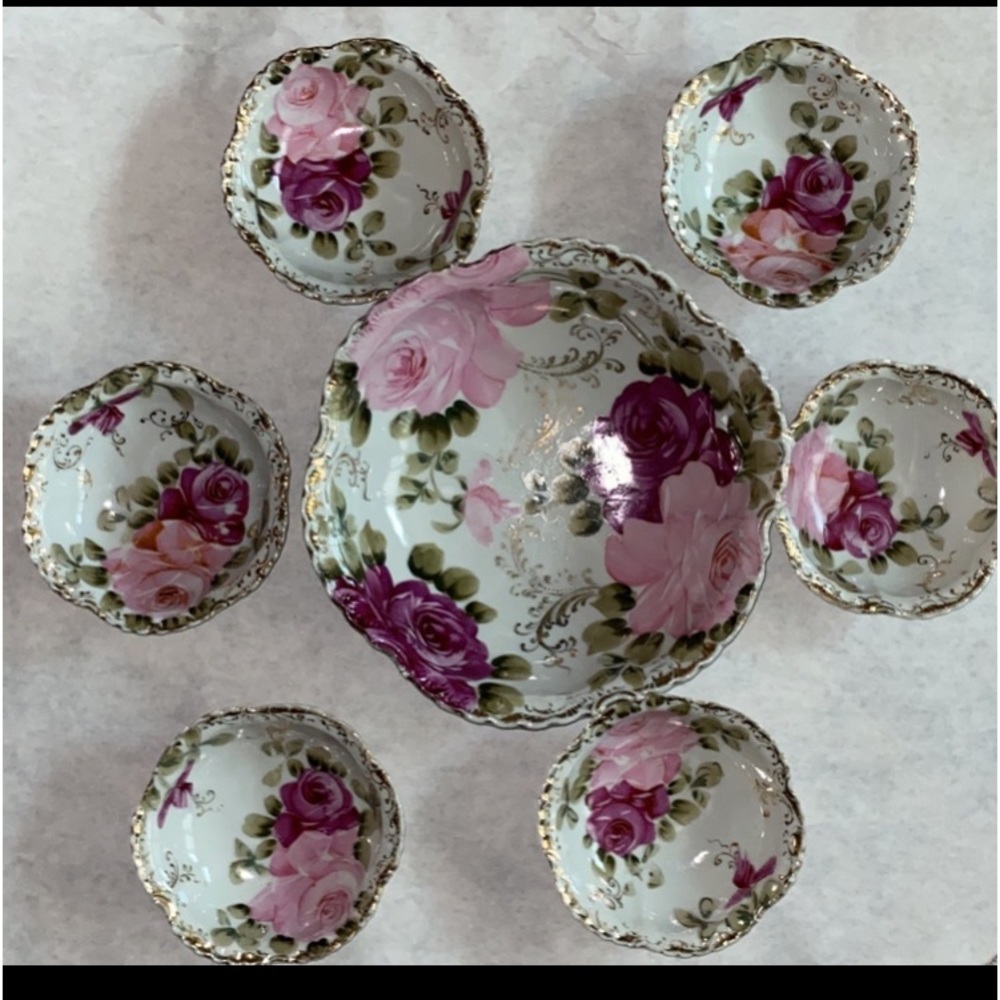 Vintage Nippon hand painted bowl set